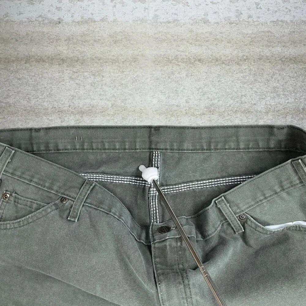 Vintage 90s Dickies Carpenter Pants 40x30 Baggy Wide Leg Fit Olive Green Canvas